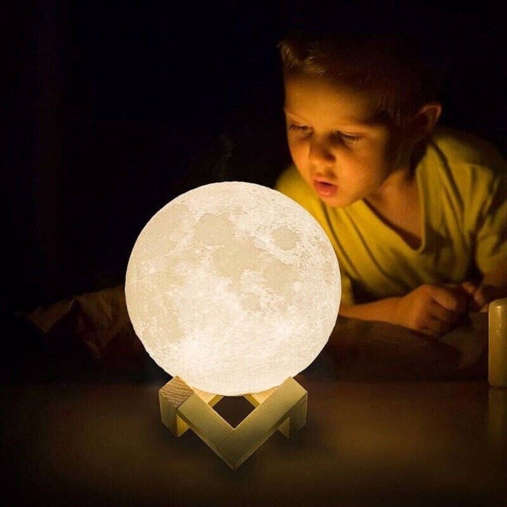 Moon Lamp  3D Printing 16 Colors LED with Stand & Remote/Touch Control and USB - Picture 3 of 3